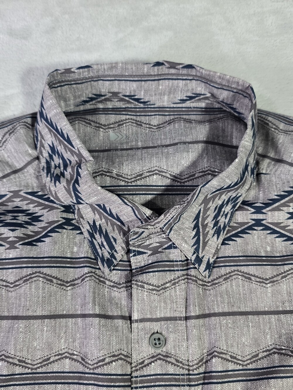 Ariat tek Mens Venttek Outbound Classic Fit Shirt Aztec Long Sleeve XLT Gray - Picture 3 of 9